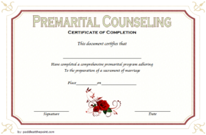 Premarital Counseling Certificate Of Completion Template (3 In Premarital Counseling Certificate Of Completion Template