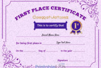 Printable 1St First Place Award Certificate Template In Pink For First Place Certificate Template