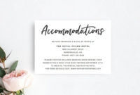 Printable Accommodation Card Templates, Rustic Wedding Accommodation Template, Printable Accommodations Card, Diy Hotel Accommodations Card With Regard To Wedding Hotel Information Card Template