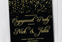 Printable Black & Gold Engagement Invitation/E Card Within Printable Engagement Invitation Card Template