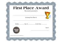 Printable Certificate Pdfs | Certificate Templates | Awards In Best First Place Award Certificate Template