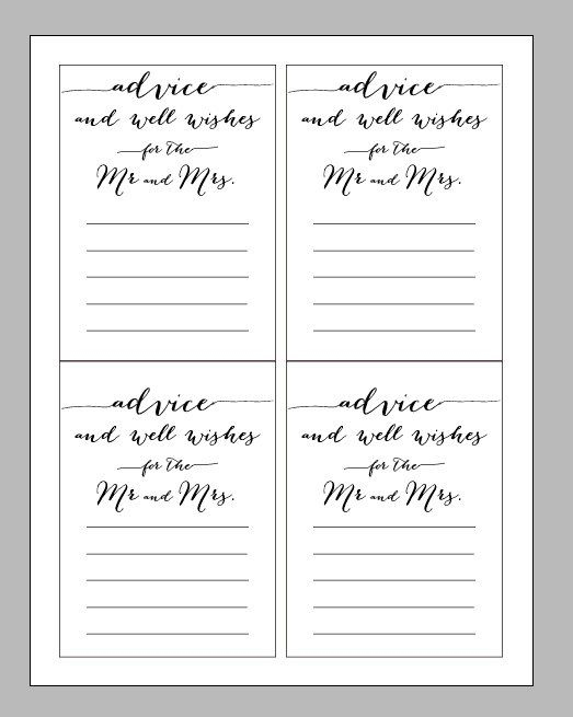 Printable Digital Wedding Advice Card Advice Wisdom And Within Printable Marriage Advice Cards Templates