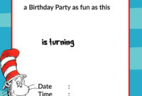 Printable Dr. Seuss Birthday Invitation | Drevio | Birthday In Dr Seuss Birthday Card Template
