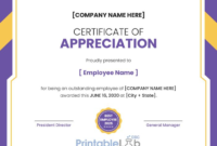 Printable Employee Appreciation Certificate Format In In Printable Best Employee Award Certificate Templates