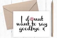 Printable Farewell Card, Printable Goodbye Card I Donut Want To Say Goodbye, Instant Download 5X7 Pdf Includes Envelope Template With Printable Goodbye Card Template