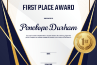 Printable First Place Medal Award Certificate Template Regarding First Place Certificate Template