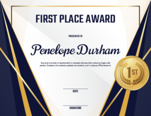 Printable First Place Medal Award Certificate Template With Best First Place Award Certificate Template