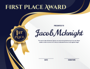 Printable First Place Ribbon Award Certificate Template With First Place Award Certificate Template