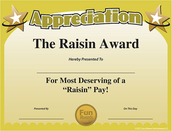 Printable Funny Work Awards Certificate Of Appreciation Pertaining To Fun Certificate Templates
