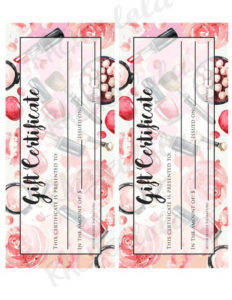 Printable Makeup Gift Certificate Template, Mary Kay, Avon In Mary Kay Gift Certificate Template