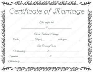 Printable Marriage Certificate Template Dotxes | Marriage Within Blank Marriage Certificate Template