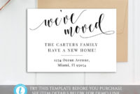 Printable Moving Card, Editable We'Ve Moved Card Template, Calligaphy New Home Announcement, Editable Address Card, Moving Card Template With Regard To 11+ Free Moving House Cards Templates