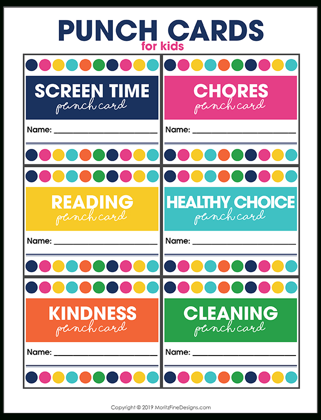Printable Punch Cards For Kids | Moritz Fine Designs For Free Printable Punch Card Template