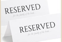 Printable Reserved Sign Tent | Romantic Calligraphy | Large Inside Best Reserved Cards For Tables Templates