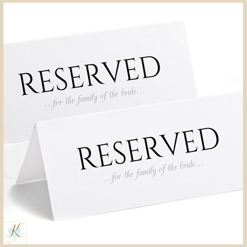 Printable Reserved Sign Tent | Romantic Calligraphy | Large Inside Best Reserved Cards For Tables Templates