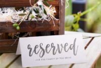 Printable Reserved Sign Tent | Romantic Calligraphy | Large Intended For Best Reserved Cards For Tables Templates