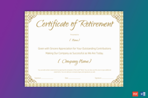 Printable Retirement Certificate For Teacher Gct With Free Retirement Certificate Template