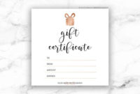 Printable Rose Gold Gift Certificate Template | Editable Photography Studio Gift Card Design | Photoshop Template Psd | Instant Download Throughout Best Custom Gift Certificate Template