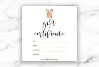 Printable Rose Gold Gift Certificate Template | Editable Photography Studio Gift Card Design | Photoshop Template Psd | Instant Download Throughout Gift Certificate Template Photoshop
