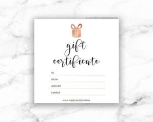 Printable Rose Gold Gift Certificate Template | Editable Photography Studio Gift Card Design | Photoshop Template Psd | Instant Download With Present Certificate Templates