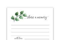 Printable Share A Memory Card For Memorials And Celebration Intended For Quality In Memory Cards Templates