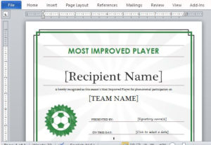 Printable Sports Certificate Template For Word Intended For Soccer Award Certificate Template