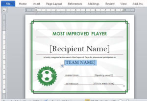Printable Sports Certificate Template For Word With Regard To Quality Word 2013 Certificate Template