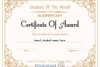 Printable Student Of The Month Award Elementary Throughout Printable Free Printable Student Of The Month Certificate Templates