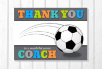 Printable Team Thank You Card For Soccer Coach, Instant Download, Greeting Card Throughout 11+ Soccer Thank You Card Template