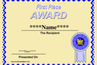 Printable Winner Certificate Templates Winner Certificate Throughout First Place Certificate Template