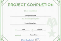 Project Completion Certificate Template In Highland, Silver For Certificate Template For Project Completion