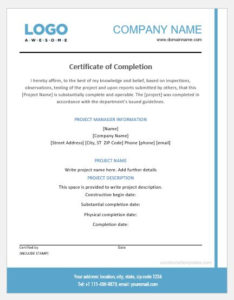 Project Completion Certificate Templates | Word &amp;amp; Excel For Certificate Template For Project Completion