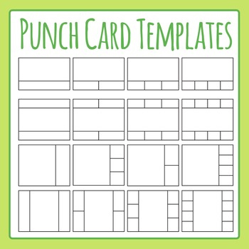 Punch Card Templates Clip Art Set For Commercial Use Regarding Free Printable Punch Card Template