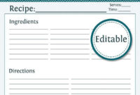 Recipe Card, Full Page Fillable Printable Pdf Teal With Regard To Free Fillable Recipe Card Template