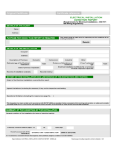 Report Form Of Electrical Installation Condition Free Download Throughout Printable Electrical Installation Test Certificate Template