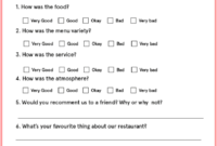 Restaurant Comment Cards: The Secret To A Great Guest Experience Intended For Free Survey Card Template