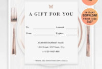 Restaurant Fillable Gift Certificate Template, A Gift For Throughout Dinner Certificate Template Free