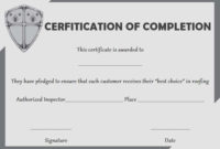 Roofing Certificate Of Completion Template In 2020 Intended For Printable Roof Certification Template