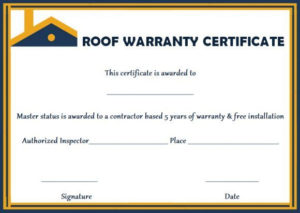 Roofing Warranty Certificate Templates Free | Certificate For Roof Certification Template