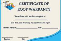 Roofing Warranty Certificate Templates Word | Certificate With Printable Roof Certification Template