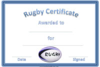 Rugby Certificates With A Blue And White Rugby Ball Within Quality Rugby League Certificate Templates