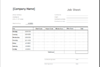 Sample Job Sheet Template For Ms Excel | Excel Templates Regarding 11+ Service Job Card Template