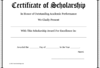 Scholarship Certificate Download Free Documents For Pdf Within Scholarship Certificate Template