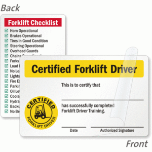 Self Laminating 2 Sided Forklift Certification Wallet Card: Certified Forklift Driver This Is To Certify That Has Successfully Completed Forklift With Forklift Certification Card Template