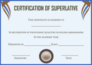 Senior Superlative Certificate Templates | Senior In Superlative Certificate Template