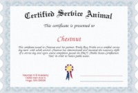 Service Dog Certificate Template (4) | Professional Intended For Best Service Dog Certificate Template