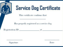 Service Dog Certificate Template Free | Service Dogs For Best Service Dog Certificate Template