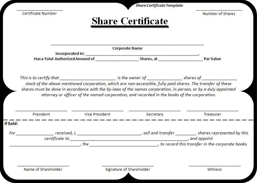 Share Certificate Template | Certificate Templates, Stock Inside Professional Template For Share Certificate