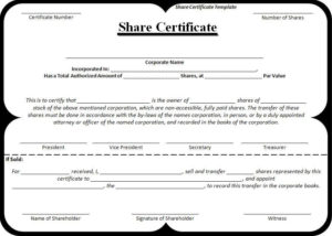 Printable Share Certificate Template Pdf – Snowmanadventure