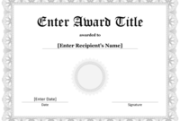 Silver Award Seal Certificate Template For Microsoft Word Inside Printable Microsoft Word Award Certificate Template